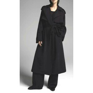 Skims Oversized Black Boyfriend Fleece Wrap Trench Coat NWT